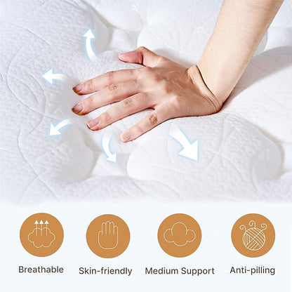 Twin Size Mattress, 12 Inch Medium Firm Foam Hybrid Mattress with Individual Pocket Springs for Motion Isolation & Edge Support, Mattress in A Box CertiPUR-US Certified