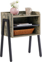 VECELO Night Stand Industrial End Table,Bedside Table with 2-Tier Open Storage Compartments for Bedroom, Living Room and Small Spaces