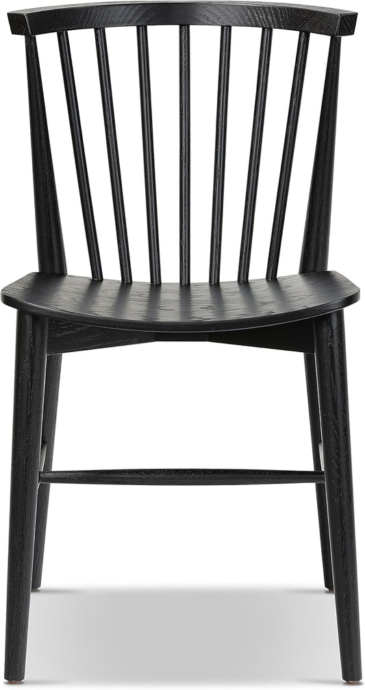 POLY & BARK Ligna Dining Chair Oak – Mid-Century Inspired Chair with Sculpted Spindle Back – Solid American Walnut Frame and Engineered Wood Veneered Seat – Fully Assembled and Ready to Use