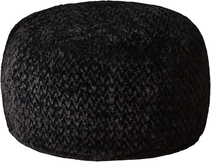 Hobestluk 3ft Bean Bag Chairs for Adults Large Beanbag Chair with Chevron Plush Fur Cover Big Bean Bag Chair for Living Room Bedroom Dorm Office - Black (36” x 36” x 22”)