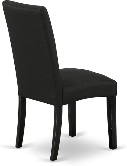 East West Furniture X697DR124-5 5 Piece Dining Room Furniture Set Includes a Rectangle Dining Table with X-Legs and 4 Black Color Linen Fabric Upholstered Chairs, 40x72 Inch, Multi-Color