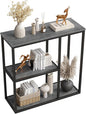 WOHOMO Console Table, 12 Inch Narrow Entryway Table with 3-Tier Storage Shelves 31.5 Inch Industrial Sofa Table Small Hallway Table for Living Room Grey