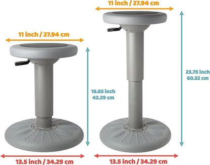 ActiveChairs Adjustable Wobble Stool, Flexible Classroom Seating, Improves Focus, Posture & Helps ADHD/ADD, Sensory Chair, Active Desk Chairs, Adjusts from 16.65" to 23.75", Ages 13-18, Grey