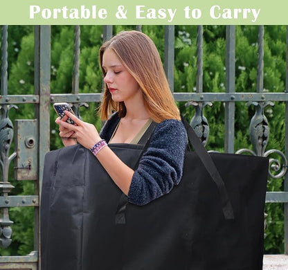 Folding Table Storage Bag, 25" D X 25" W X4.5 H Waterproof Heavy Duty Carrying Bag for 4ft Folding Tables, Picnic/Camp Tables Cover with Durable Zipper & Shoulder Strap, Black