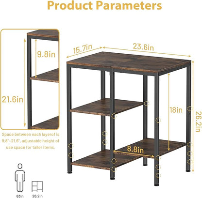 Kitchen Microwave Stand,4-Tier Adjustable Bakers Rack,Multi-Purpose Kitchen Storage Cart for Coffee Station,Space-Saving Metal Appliance Shelf for Living Room,Rustic Brown
