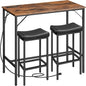 HOOBRO 3-Piece Bar Table and Chairs Set, 39.4" Pub Table, High Top Bar Table with Charging Station, 3-Piece Dining Table Kitchen Breakfast Table Set, for Kitchen, Small Space, Rustic Brown BF10UBT01