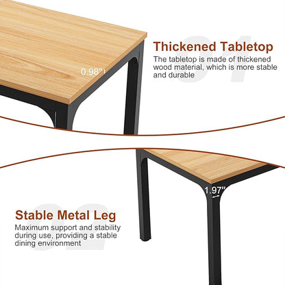 Rectangular Dining Table for 6-8, 78-Inch Modern Dinner Table Wooden Kitchen Tables with Metal Frame for Dining Room, Kitchen, Living Room, Light Walnut