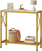 Tajsoon 28.3" Entryway Table, 2-Tier Small Consle Table for Entryway, Narrow Sofa Table with Shelves, Entrace Table for Hallway, Living Room, Corridor, Office, Gold & White
