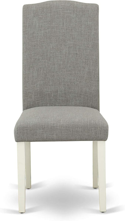 East West Furniture 1NDEN5-LWH-06 5 Piece Dining Table Set for 4 Includes a Rectangle Kitchen Table with Dropleaf and 4 Dark Shitake Linen Fabric Upholstered Chairs, 30x48 Inch, Linen White