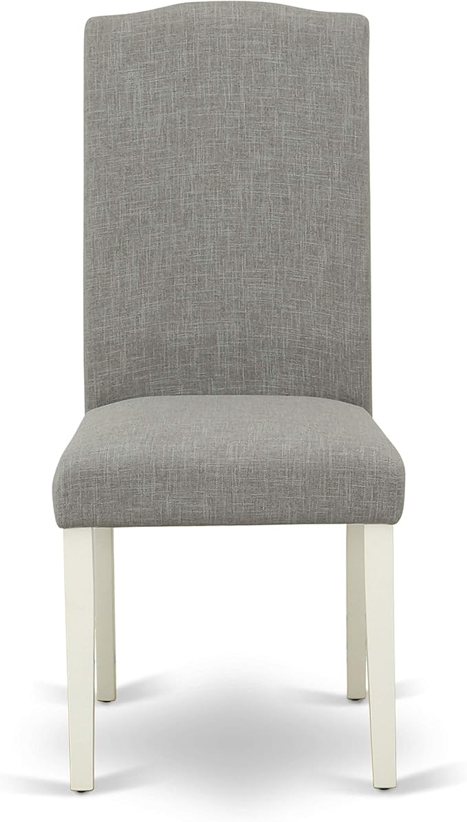 East West Furniture OXEN5-LWH-06 5 Piece Modern Dining Table Set Includes a Square Wooden Table and 4 Dark Shitake Linen Fabric Upholstered Parson Chairs, 36x36 Inch, Linen White