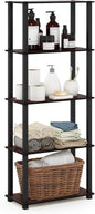 Furinno Turn-N-Tube 5-Tier Multipurpose Shelf / Display Rack / Storage Shelf / Bookshelf, Square Tubes, Dark Cherry/Black