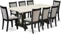 East West Furniture V627MZ606-9 9 Piece Dining Room Table Set Includes a Rectangle Dining Table with V-Legs and 8 Shitake Linen Fabric Upholstered Parson Chairs, 40x72 Inch, Multi-Color