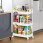 SOLEJAZZ 3 Tier Rolling Storage Cart with Wheels Slim Craft Nail Makeup Snack Art Baby Utility Cart Organizer on 2 Lockable Wheels for Bathroom Laundry Room Kitchen Bedside Narrow Spaces, White