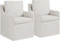 Upholstered Dining Chairs with Casters Easy Assembly Modern Accent Armchair with Rollers for Diningroom Bedroom Livingroom Reading Room,Linen,2 Boxs