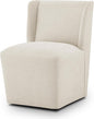 Upholstered Dining Chair with Casters Wingback Modern Side Armless Deskchair with Rollers for Diningroom Bedroom Livingroom Reading Room,Cream Beige,1 Box