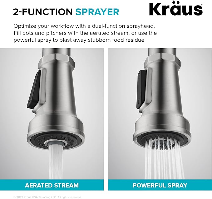 KRAUS Allyn Transitional Industrial Pull-Down Single Handle Kitchen Faucet in Matte Black, KPF-4101MB