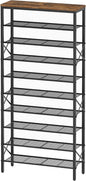 10 Tier Shoe Rack, Large Capacity Shoe Storage Organizer Holds 40 Pairs, Durable and Stable, for Entryway, Hallway, Closet, Dorm Room, Rustic Brown SS10BR