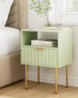 Nightstand,Modern Bedside Table with Gold Frame,Green Night Stand,Bedside Furniture, Modern Side Table with Drawer and Shelf for Bedroom,Living Room (Green)