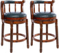 Cow top Leather Wooden Bar Stools, 360 Degree Swivel Bar Height Chair with Backs for Home Kitchen Counter, Morden Chair Barstools (Dark Blue 2pcs, Counter Height-Seat Height 26”)