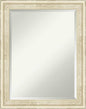 Amanti Art White Bathroom Mirror for Over Sink, 29x23 Country White Wash Rectangle Vanity Mirror, Medium Rustic Farmhouse Wood Frame, Hangs Horizonally and Vertically, Bathroom Wall Decor, Beveled