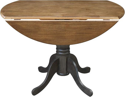 International Concepts 42 Inch Dual Drop Leaf Dining Height Table, Hickory/Washed Coal.