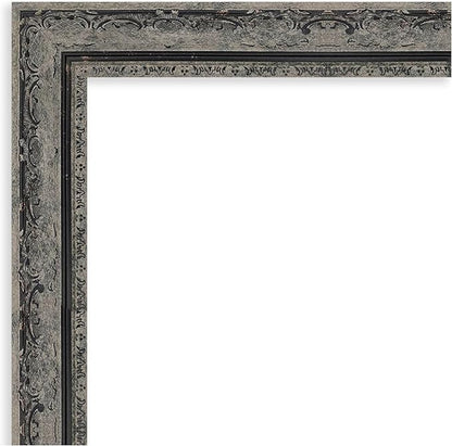 Amanti Art Bathroom Mirror for Over Sink, 25x21 Filigree Matte Black Rectangle Vanity Mirror, Small Traditional Frame, Hangs Horizonally and Vertically, Bathroom Wall Decor, Beveled Edge