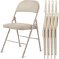 HealSmart 4 Pack Folding Chairs with Leather Padded Cushion Seats & Durable Metal Frame, Comfortable, Foldable, Portable, Commercial Event Seat, Indoor Outdoor for Home, Parties, Office, Kahki