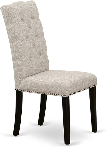 East West Furniture X627EL635-5 5 Piece Dining Room Table Set Includes a Rectangle Dining Table with X-Legs and 4 Doeskin Linen Fabric Upholstered Chairs, 40x72 Inch, Multi-Color