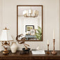 Rectangle Bathroom Mirror 22x30 Inch, Walnut Wood Grain Framed, Anti-Rust & 4mm Tempered Glass, Horizontal/Vertical Hanging Vanity Mirror for Bathroom & Bedroom