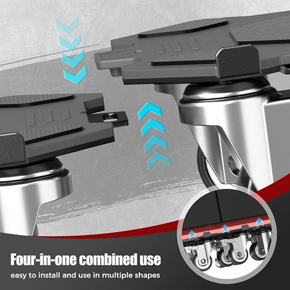 Furniture Dolly & Movers 4-Pack 3000lbs - Heavy Duty Interlocking Furniture Sliders with No Scratch Design, Safe for Hardwood Floors, for Sofa/Refrigerator/Piano Moving (Black, 7in)