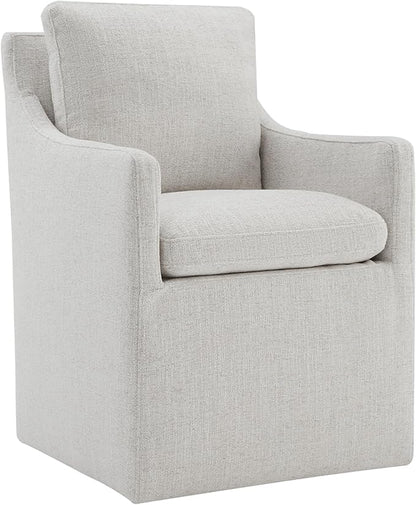 Upholstered Dining Chairs with Casters Modern Accent Armchair with Rollers for Diningroom Bedroom Livingroom Reading Room