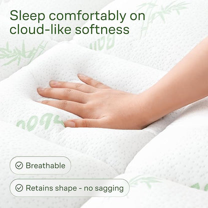 Ultra Soft Twin XL Size Mattress Topper - Viscose Made from Bamboo Pillow Top Mattress Pad for Back Pain Relief - Naturally Cooling for Hot Sleepers, Green