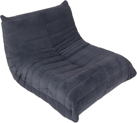 Bean Bag Chair - Memory Foam Bean Bag Chair for Adults, Comfy High-Resilience Single Sofa, Small Space Floor Chair, Chaise Lounge for Living Room, Bedroom (Dark Blue, Wrinkles)
