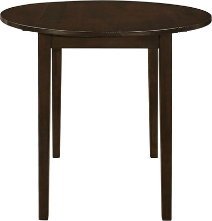 Coaster Home Furnishings 3-Piece Round Wood Dining Room Set Drop Leaf Extension Table Ladder Back Side Chairs Upholstered Seat Cushions Cappuccino and Tan 130005
