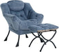 Cozy Lazy Chair and Ottoman, Large Contemporary Accent Lounge Chair Set, Leisure Upholstered Reading Armchair for Bedroom, Living Room, Dorm Rooms, Office