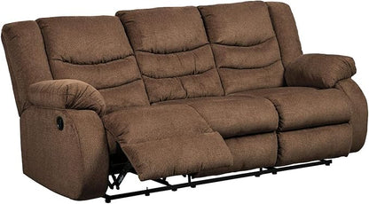 Signature Design by Ashley Tulen Upholstered Manual Pull-Tab Reclining Sofa, Dark Brown