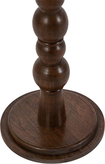 Kate and Laurel Wegner Traditional Wooden Round Side Table, 16 x 26, Brown, Elegant and Durable Pedestal Table for Use as Living Room End Table, Plant Stand, or Bedroom Nightstand