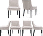 COLAMY Modern Dining Chairs Set of 6, Upholstered Corduroy Accent Side Leisure Chairs with Mid Back and Wood Legs for Living Room/Dining Room-Beige