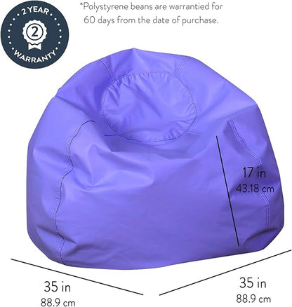 Children's Factory 35" Round Bean Bag, Bean Bag Chair with Water-Resistant Cover for Kids, Flexible Seating for Classroom Elementary, Easy to Clean, Purple