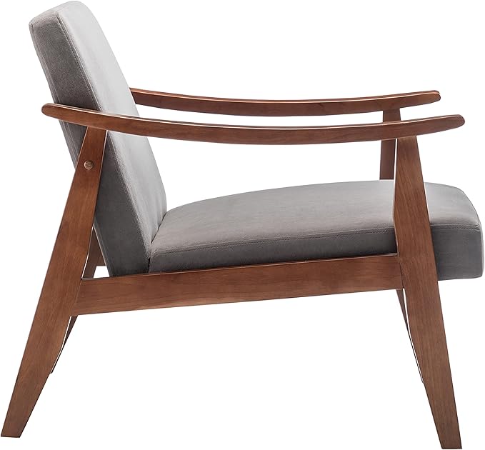 Container Furniture Direct Accent Chair with Velvet Upholstery and Solid Wood Frame, Classic Mid-Century Modern Living Room Furniture for Extra Seating, Grey