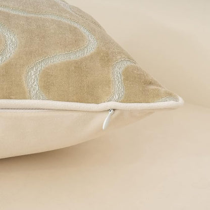 Yangest Beige Throw Pillow Cover Wavy Cushion Cover Modern Zippered Rectangular Pillowcase for Sofa Couch Bedroom Living Room Home, 12x20 Inch