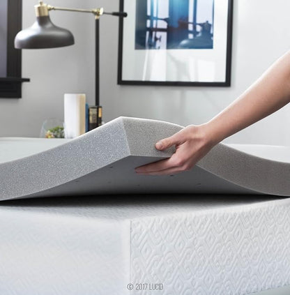 Lucid 3 Inch Bamboo Infused Memory Foam Mattress Topper - California King Size – Cooling Ventilation – Pressure Relieving Bed Topper - Mattress Pad – CertiPur Certified