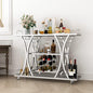 Silver Bar Carts with Glass Holders & Wine Rack,3 Tier Home Bar Serving Carts with Glass Shelves,Metal Rolling Bar Carts for The Home Kitchen, Party