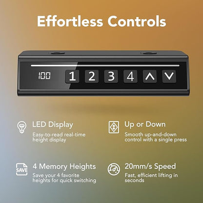HUANUO 48" Electric Standing Desk Adjustable Height, 4 Memory Height Settings, Sit Stand Up Desk for Home Office & Computer Workstation, Black