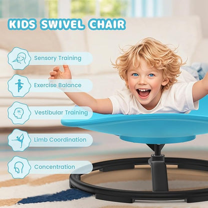 Spinning Chair for Autistic Kids, Sensory Chair for Autistic Children, Training Body Coordination, No Assembly Required, Sensory Swivel Chairs for Kids with Non-Slip Design
