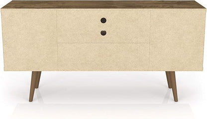 Manhattan Comfort Liberty Mid Century Modern TV Stand for Televisions up to 50 Inches, Bedroom and Living Room Entertainment Center with Storage, Shelves, and Cabinet, 53" Wide, Brown/3d Print