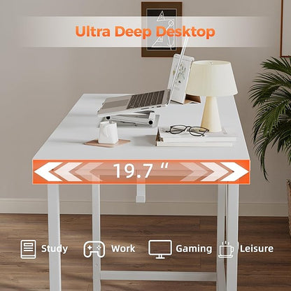 Rolling Computer Desk with Wheels, Gaming Desk for Small Spaces, Modern Simple Style Table for Home Office, Study Writing Table (Caster, White, 40 inch)