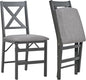 COLAMY Folding Dining Chairs Set of 2, Foldable Chairs with Padded Seats, Wood Folding Dining Room Chairs for Kitchen, Party, Camping, Dark Grey