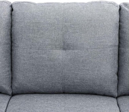 Grey-1 L-Shaped 3-Piece Linen Sofa with Storage Ottoman Set, Sectional Couch Sofa Set for Living Room, Office, Small Space