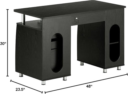 Techni Mobili 47.25" Ergonomic Computer Drawers & File Cabinet for Home Office Storage, Espresso Writing Desk